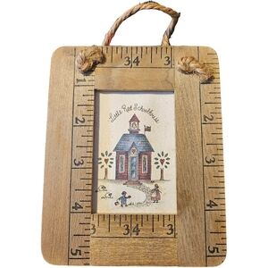 Little Red Schoolhouse Ruler Frame Wall Decor 4x5" Folk Art